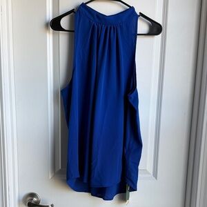 HALARA Royal Blue Keyhole Back Halter Plicated, Size Large